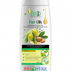 BIO-SHAMPOO OLIVE UND MANDEL ÖL - TROCKENE LEBLOSE BRÜCHIGE HAARE - PFLANZLICHE PFLEGE - 400ML